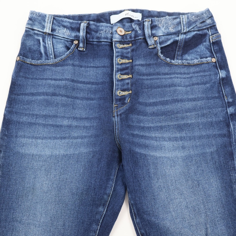 Kancan Skinny Jeans Womens 11/29 Dark Wash High Rise Button Fly Distressed